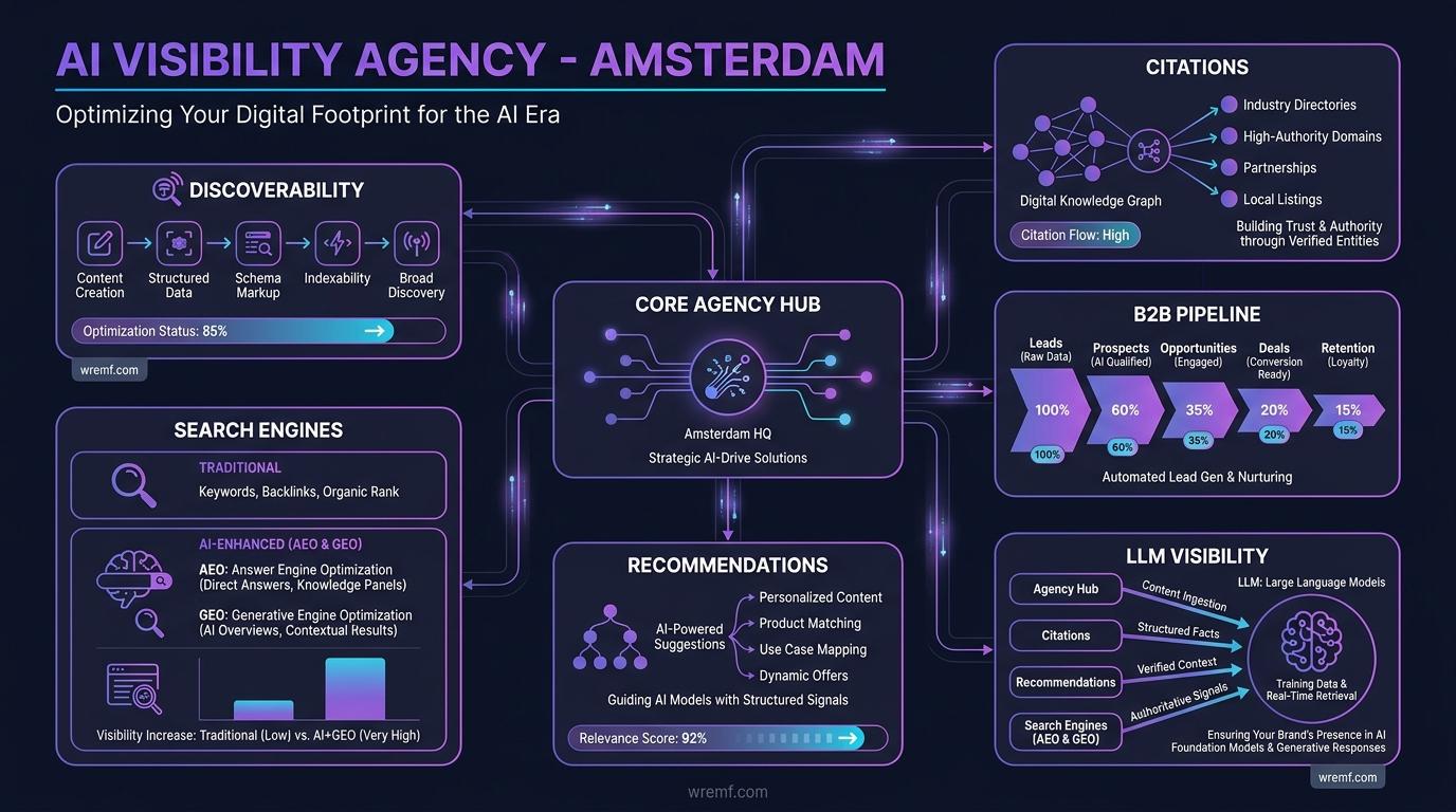 AI Visibility Agency Amsterdam: B2B Pipeline Playbook for Search, AEO, GEO, and LLM Visibility